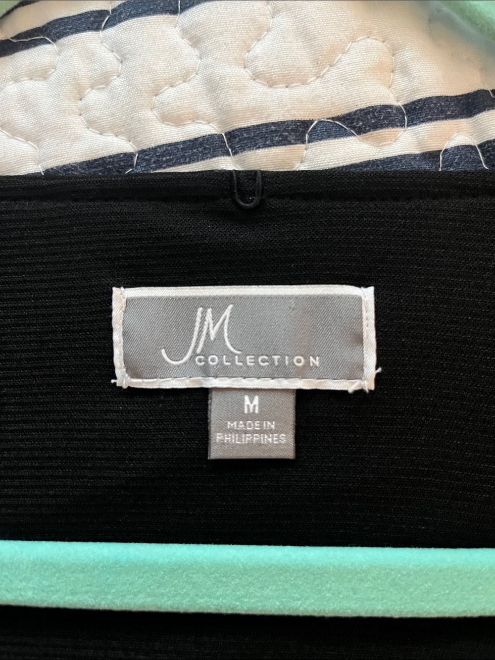 JM Collection Black Long-Sleeve Top with Faux-Leather Layered Hem - Picture 3 of 3